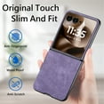 thumbnail image 6 of for Motorola Razr+ 2024 Luxury Case, PU Leather + PC Lightweight Slim Fit Anti-Scratch Classic Shockproof Protective Thin Phone Cover for Motorola Razr+ 2024, Purple, 6 of 7