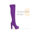 thumbnail image 3 of BLISSFUL STEP Women's Boots Platform Block Heel Over the Knee Thigh High Boots Purple 6.5, 3 of 5