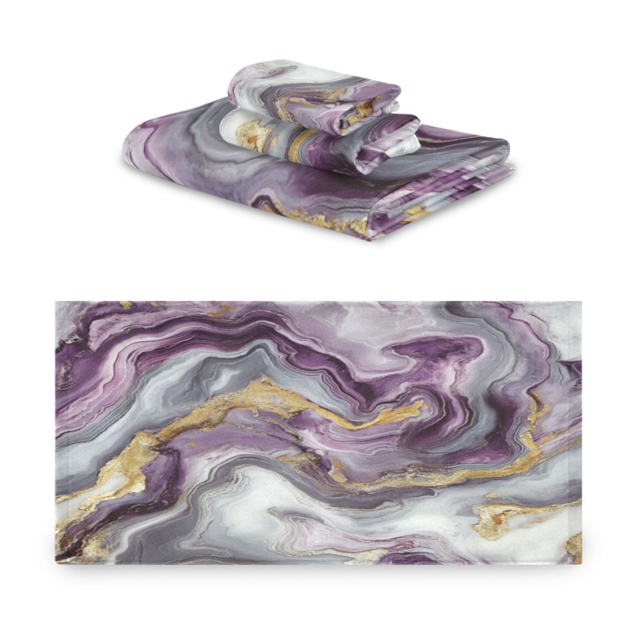 Three-Piece Towel Set Face Towel Towel Set Hand Towel Bath Towel Cotton Bath Towels Bath Towel Sets Hand Bath Towels Purple Marble