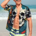thumbnail image 7 of Pofeuu Modern Hip-Hop Skull Print Hawaiian Shirt for Men Sleeves Casual Button Down Summer Beach Dress Shirts T-Shirts,Medium, 7 of 7