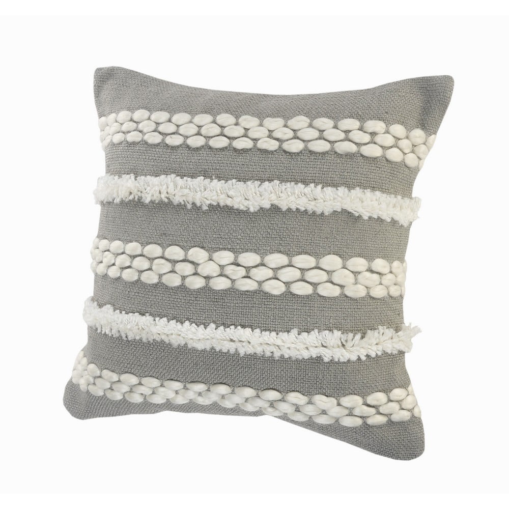 LR Home Textured Tufted Gray 20 in. Square Decorative Throw Pillow ...