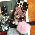 thumbnail image 5 of Compatible with iPhone 14 Pro Max Case Bling Glitter 3D Diamond Rhinestone Butterfly Girly Case Cute for Women Girls Sparkle Shiny Luxury Crystal with Plush Fuzzy Furry Ball Phone Case Pink, 5 of 8