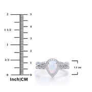 JeenMata 1.5 Carat Pear Cut Lab Created Opal and Moissanite Vintage Engagement Ring - Halo Pave Bridal Set in 18K Rose Gold Plating for Women