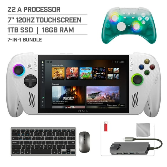 ASUS ROG Xbox Ally 1TB SSD AMD Ryzen Z2 A CPU Gaming Handheld 7-inch Touchscreen 120Hz, Mytrix Black Ice Wireless Pro Controller, Hub, Keyboard & Mouse Combo, 7 in 1 Bundle