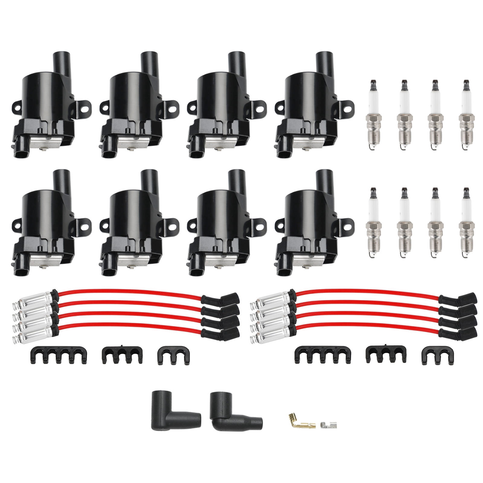 8Pcs Ignition Coil+Spark Plug+Wires Set UF262 For Chevy Silverado 1500 2500 GMC