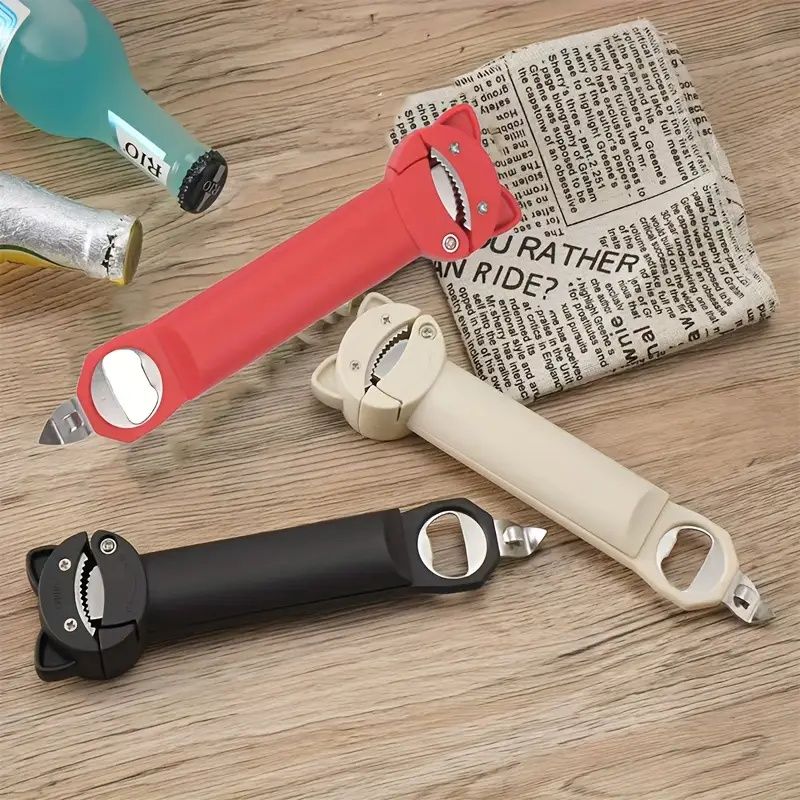 Retractable Magnetic Can Opener 4-in-1 5-in-1 Multifunctional Can And Bottle Opener, Ideal For Seniors With Arthritis Hand Weakness, Practical Kitchen Lid Opening Tool