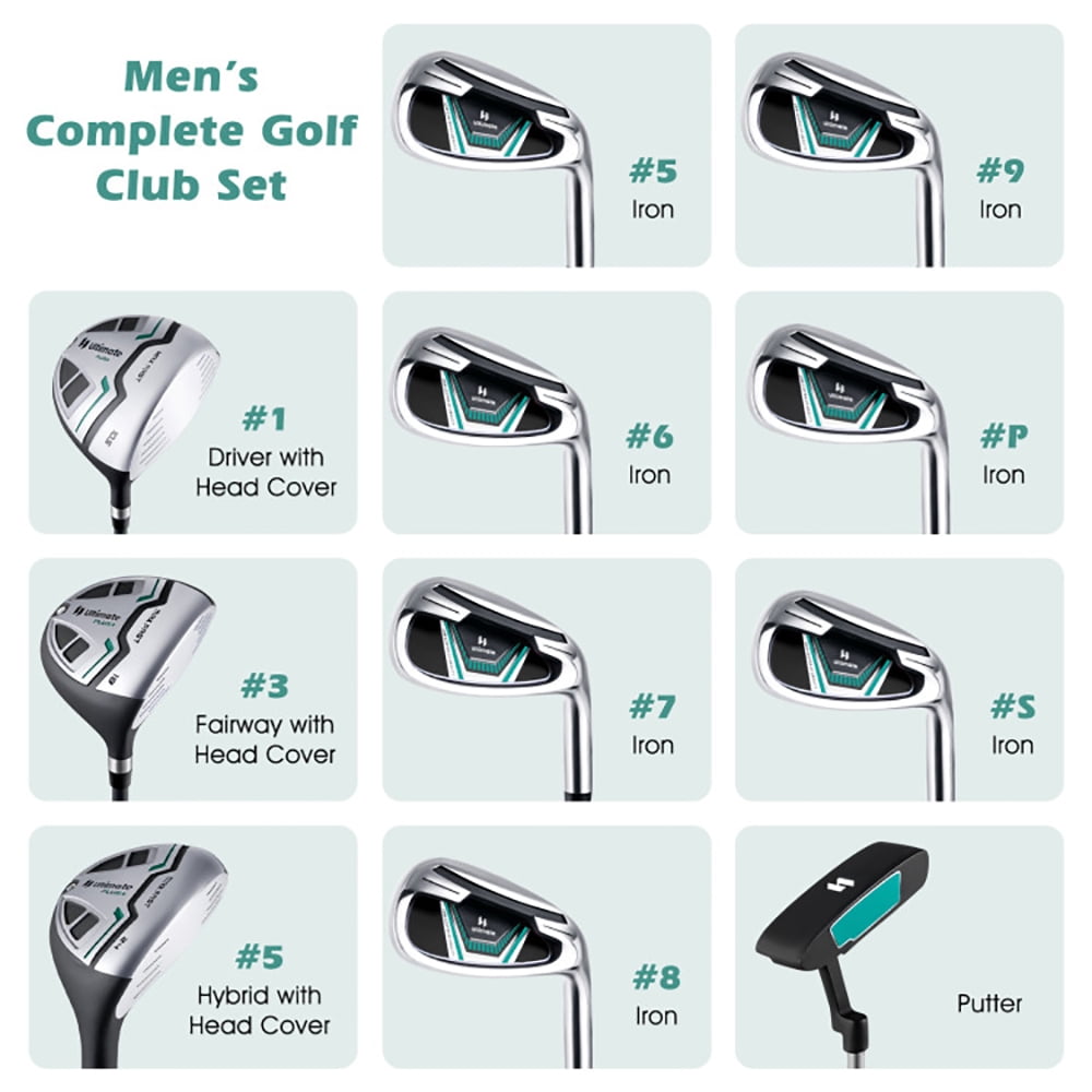 Resenkos Golf Carry Bag Set ,Golf Cart Bag Set,11 Pieces Complete Golf Club Package Set-Green
