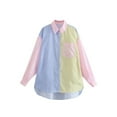 thumbnail image 5 of Franhais  Fall Fashion Tops Button Down Oversized Shirts Long Sleeve Striped Print Color Block Loose Tops（S-L）, 5 of 8
