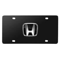 Honda 3D Black Logo on Black Stainless Steel License Plate