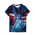 thumbnail image 4 of Vivianyo HD American Flag T-Shirt For Women Summer 2024 Vacation Casual Print 4Th Of July Clothes Patriotic Graphic Tees Tops Loose Round Neck Boho Short Sleeve Shirts Comfy Tunic Clothes, 4 of 4