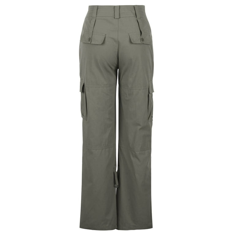 Cargo Pants Womens Light Low Rise Belted Pockets Baggy Casual Hiking Long  Wide Leg Pants Outdoor Travel Trousers 