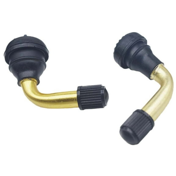 2PC Motorcycle Vacuum Tire Valves - PVR50 Rubber Base with Aluminum Rod, 45-Degree Bend