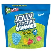 Jolly Rancher Gummies Sours Assorted Fruit Flavored Candy, Resealable Bag 13 oz