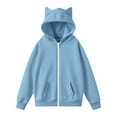 thumbnail image 4 of Women's Cat Ear Sweatshirt Cute Y2k Hoodies Zip Up Long Sleeve Jackets Teen 2025 Trendy Tops Drawstring Solid Sweatshirts Fleece Fall Outfits, 4 of 7