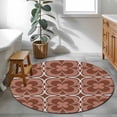 thumbnail image 3 of Round Rugs 3Ft, Brown Boho Round Area Rug Washable Indoor Throw Carpet, Retro Farmhouse Abstract Floral Motifs Small Non Slip Circle Rug for Bedroom Living Room Home Decor Aesthetic, 3 of 8