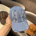 thumbnail image 5 of SikaFu Broken Hole Gradient Color Personalized Duckbill Cap For Women, Retro And Versatile, Showing Face, Small Baseball Cap For Men And Women, Korean Version Of Popular Couple Hat, 5 of 8