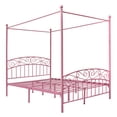 thumbnail image 5 of Metal Canopy Bed Frame with Ornate European Style Headboard & Footboard Sturdy Steel Holds 600lbs Perfectly Fits Your Mattress Easy DIY Assembly All Parts Included, Queen Black, 5 of 5
