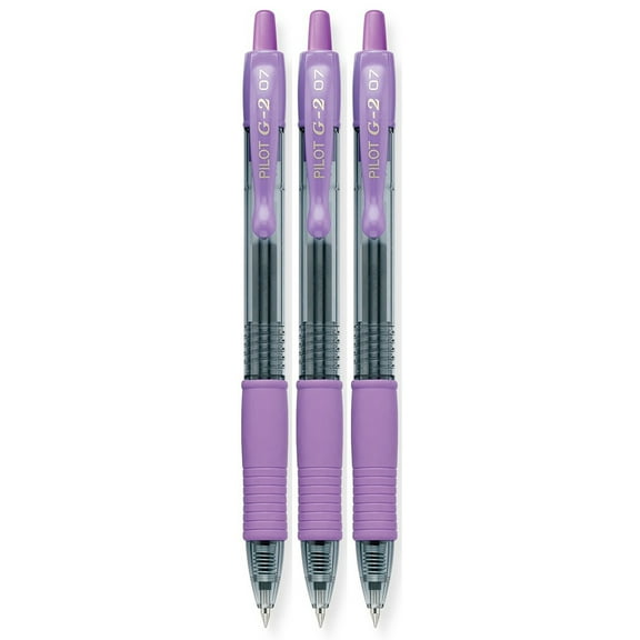 Pilot G2 Retractable Rollerball Gel Pens, Fine Point, 0.7mm, Purple Ink, 3 Count