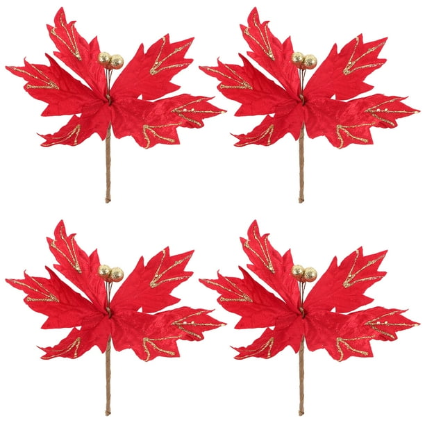 ColoMX 4pcs Flores de Navidad Flores de Navidad Artificiales Flores de Navidad Adorno