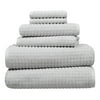 Hotel Style 6-Piece Egyptian Cotton Textured Bath Coordinate Towel Set, Platinum Silver