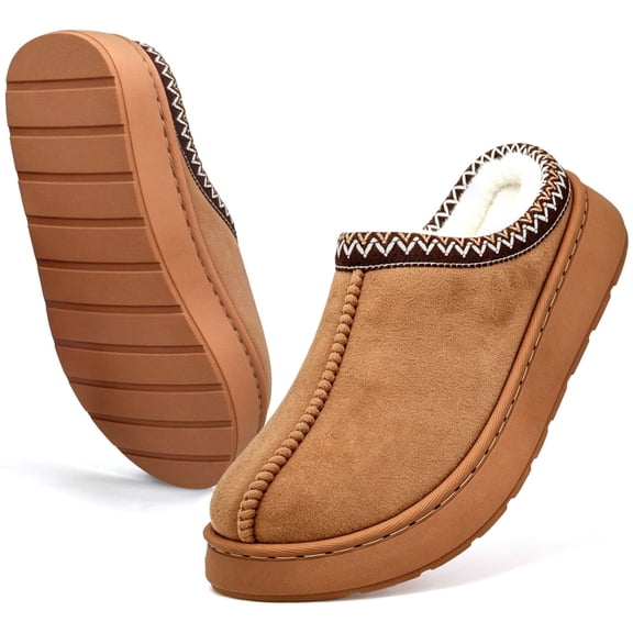 BERANMEY Cozy Platform Fuzzy Slippers for Women and Men Short Ankle Slippers with Anti-Slip Sole Lined with Warm Furry Perfect for Indoor & Outdoor Use