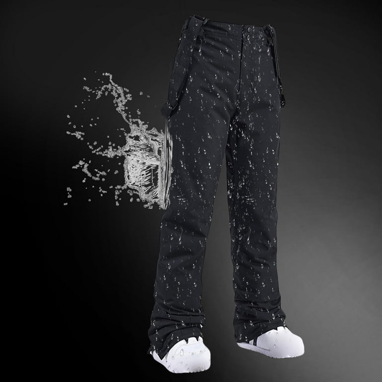 Black snow bibs, pants, lightweight, waterproof, windproof