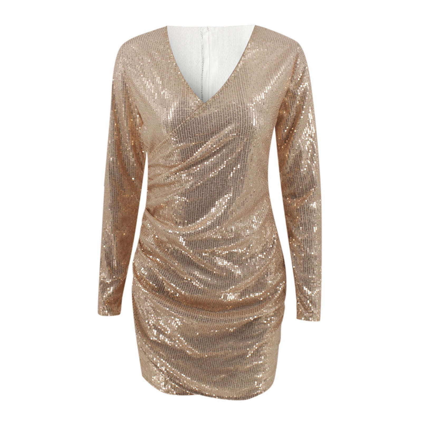 Winter Fall Dresses for Women Wedding Guest Long Sleeve Sequins V-neck Self  Cultivation Dress Slim Elegant Ladies Party Dress - Walmart.com