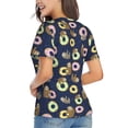 thumbnail image 4 of Zufioo Sloth with Donuts Print Women's Classic V-neck T-shirt, V-neck Short-sleeved Tops Home Wear, Suitable for Daily Life, Work, Outdoors-Large, 4 of 7