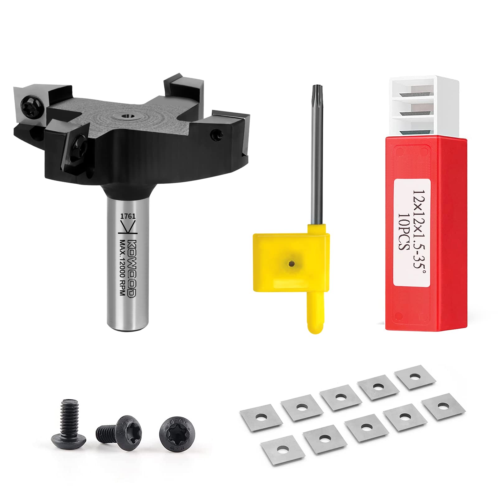 CNC Spoilboard Surfacing Router bit, 1/2'' Shank, 3'' Cut Dia, 15/32'' Cut  Length, Wings, Professional Woodworking Spoilboard Insert Carbide Bit by 