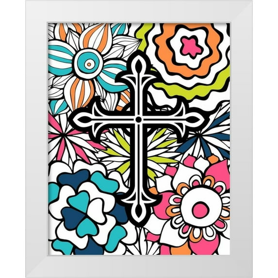 Robinson, Tamara 15x18 White Modern Wood Framed Museum Art Print Titled - Cross Flowers Colors
