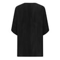 thumbnail image 4 of Wyobmus WoMen's Lightweight Open Front Cardigans Casual Short Sleeve Cotton Linen Blouse Tops Loose Beach Flowy Hem Cover Up S-2X Black, 4 of 5
