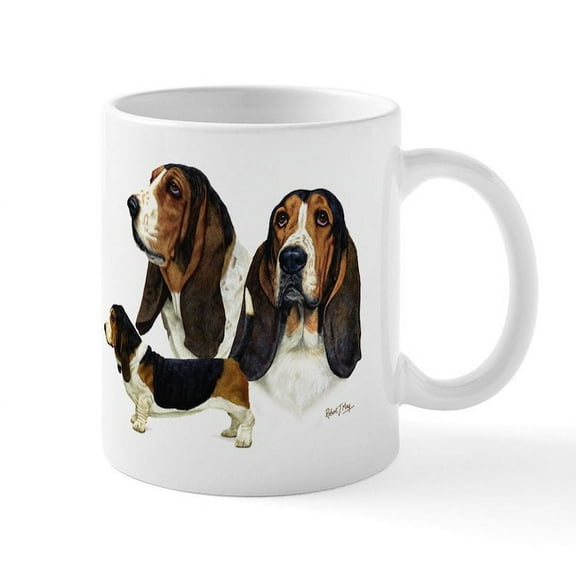 CafePress - Basset Hound Mug - 11 oz Ceramic Mug - Novelty Coffee Tea Cup