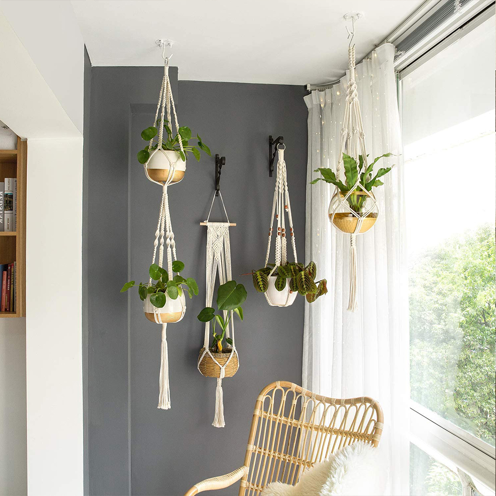 Gohope Plant Hangers Set Of 4 Indoor Wall Hanging Planter Basket Gohope Plant Hangers Set Of 4 Indoor Wall Hanging Planter Basket