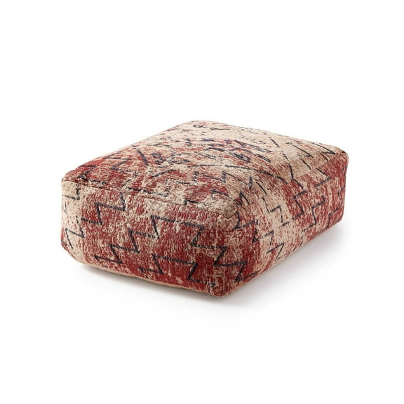 Lucky Brand Distressed Chen Pouf Dark Red