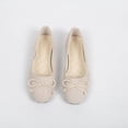 thumbnail image 5 of Womens Faux Suede Ballet Flats with Bow - Beige Slip On Comfortable Casual Work Shoes,Size 9, 5 of 5