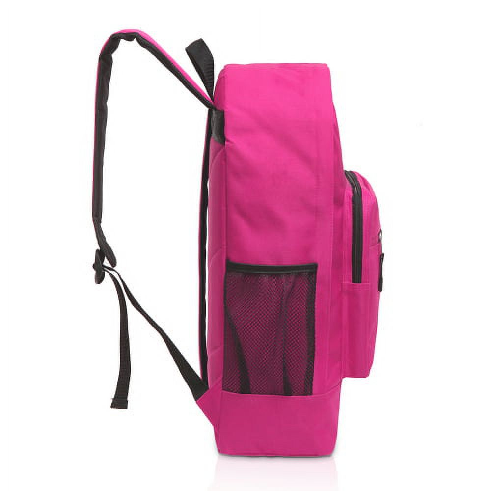 K-Cliffs Unisex Classic Lightweight Durable Multi Pocket 17" School Backpack   Pink, 100% Polyester, Teen-Adult
