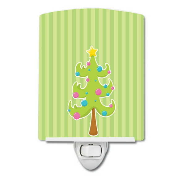 Holiday Christmas Tree and Stripes Ceramic Night Light