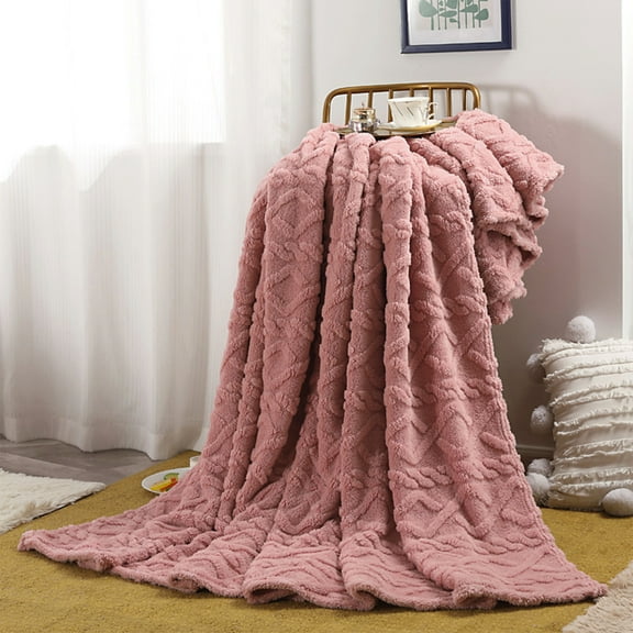 Yhmxh Sherpa Blanket, 3D Jacquard Flannel Blanket, 300GSM Soft Fuzzy Leightweight Throw Blanket for Sofa Couch, Bed, Warm Super Soft Cozy Microfiber Fleece Blanket for Living Room, Throw 40"x60"