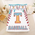 thumbnail image 2 of jejeloiu Monogrammed T Letter Queen Sheet Sets,Baseball Theme Bed Set For Boys Girls 4 Pieces, 2 of 6