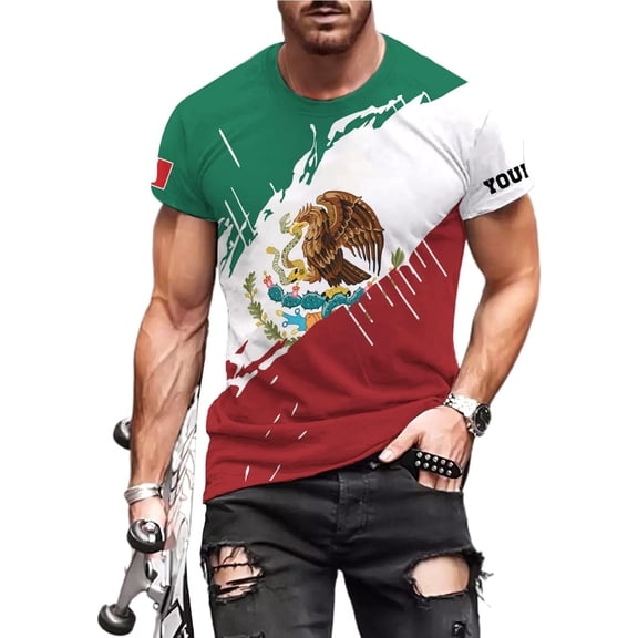 Personalized Name Mexican Shirts for Men, Customized Mexico Shirts for Men, Mexico Shirts for Women Mexico Flag (S)