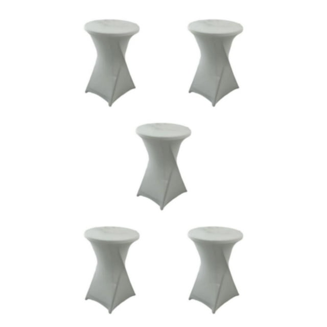 relayinert Versatile Elastic Cocktail Table Set Fitting For Any Occasion Hotel Wedding Party Table Cover silver 5Set