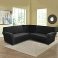 thumbnail image 2 of SHANNA Velvet L Shape 5 Seater Sofa Cover, L Shape Couch Covers Corner Sectional Couch Sofa Slipcover Furniture Protector, Black, 2 of 10