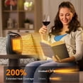 thumbnail image 4 of Portable Electric Space Heater - 1500W/750W Thermostat, Ceramic Desk Heater &amp; Fan, Safe Quiet <45 dB,Tip-Over Overheat Protection (Black), 4 of 8