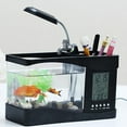thumbnail image 2 of Mini acuario multifuncional con USB, lámpara LED, pantalla LCD, reloj y caja de almacenamiento., 2 of 7