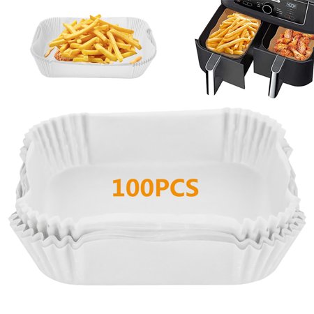 SEARCHI Air Fryer Paper Liner, 100PCS Disposable Cooking Parchment Paper Liners, White Oil Proof Baking Paper for Fryer Baking Microwave, Roasting