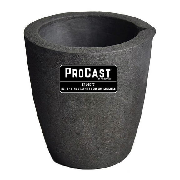 ProCast No 4 - 6 Kg Foundry Clay Graphite Crucible with Pour Spout Cup Propane Furnace Torch Melting Casting Refining Gold Silver Copper Brass Aluminum - CRU-0077