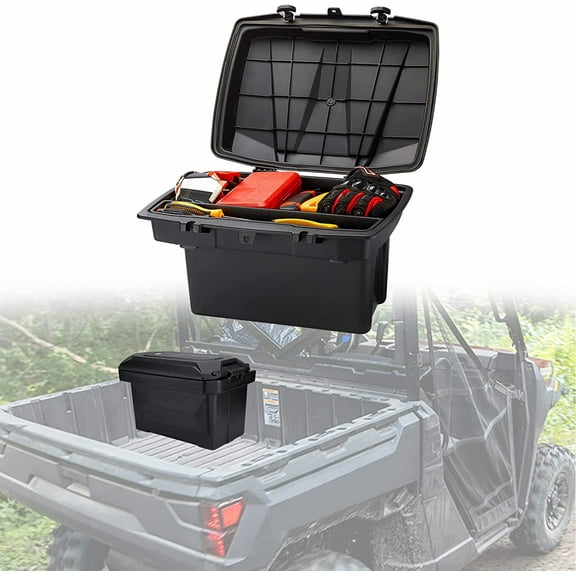 Kemimoto Removable Cargo Storage Box Rugged Storage Container with Lid Bed Trunk Case Compatible with 2016- 2023 Can Am Defender HD5/ HD8/ HD10/ Max HD8/ Max HD10