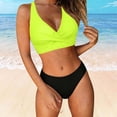 thumbnail image 4 of Women's High Waisted Bikini Sets Two Piece Swimsuit Tummy Control Bathing Suit V Neck Swimwear Swim Suit Yellow XL(XL), 4 of 6