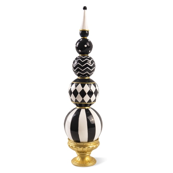 Black and White Checkered Decor, 15.7 Inch Resin Modern Sphere Sculpture, Table Top Mantel Office Desk Shelf Halloween & Christmas Decorations for Home Statue