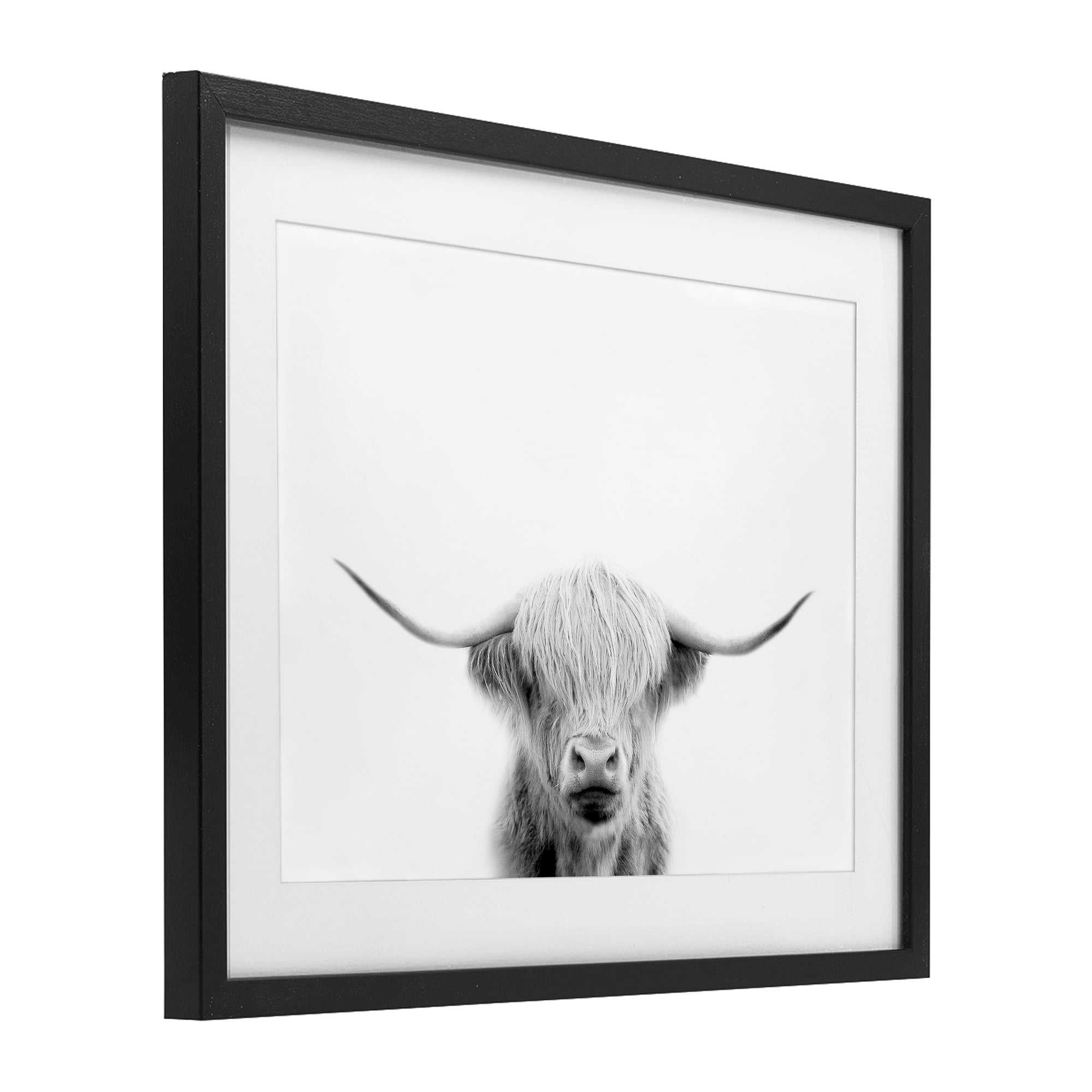 Stupell Industries Scottish Cow Portrait Black Framed Print Under Glass, design by Leah Straatsma